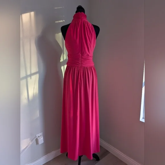 Eliza J High Neck Sleeveless Long Dress in Coral Pink Size 4 - Picture 4 of 14